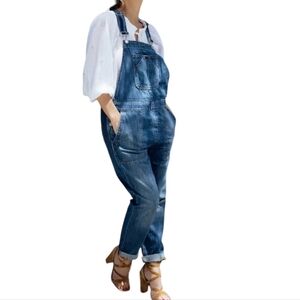 Gap Denim Overalls Blue Relaxed Fit Women Small Adjustable Bib Pockets